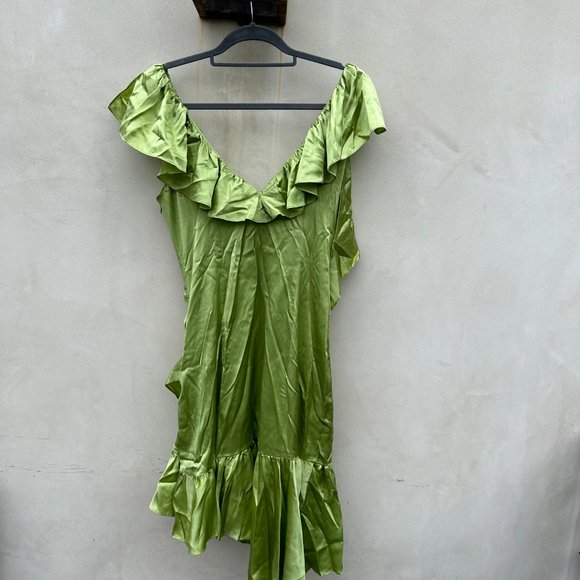 Cinq À Sept Petunia Silk Cocktail Mini Dress Prickly Pear Ruffle Trim Sz 6 - Picture 10 of 11